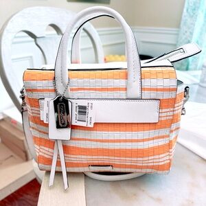 Coach Bleecker Embossed Woven Leather Carryall Satchel NWT